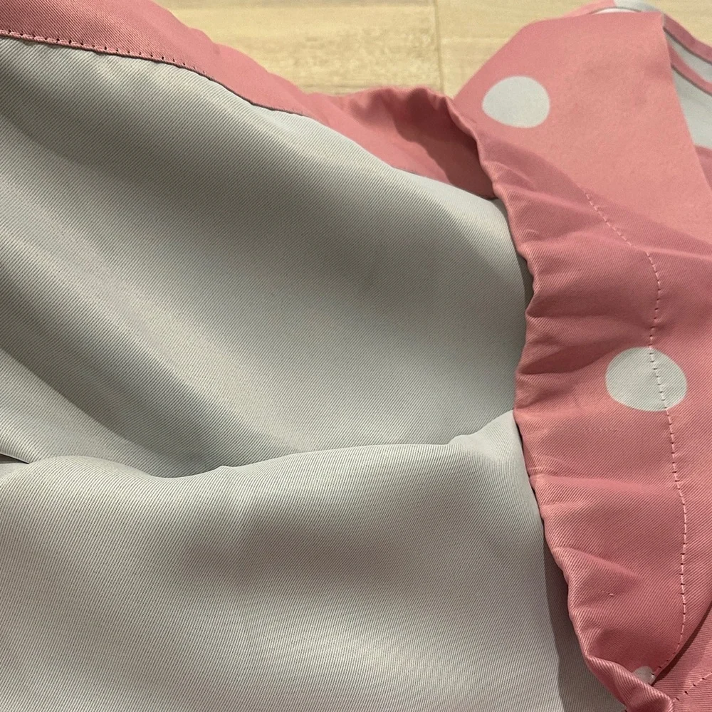 Set of 3 Pink and white polkadot blackout curtains drapes 38” x 84”